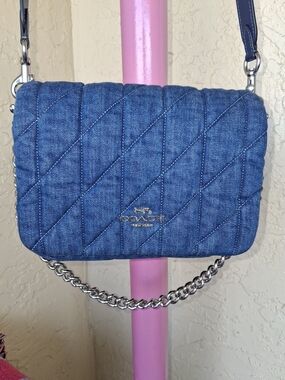 Coach Quilted Denim Crossbody Bag in Blue